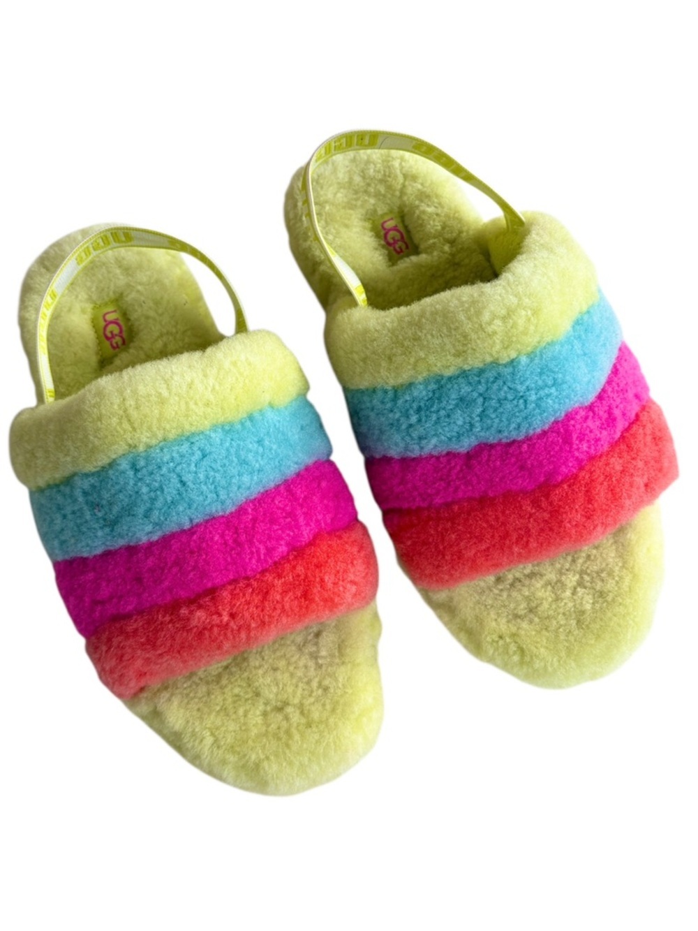 EUC UGG Fluff Yeah Multicolor Slide Slipper Sandals Size 8.5